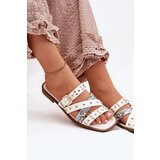 Boto Embellished women's flip flops on flat heel with straps and buckle white Manitte | ePonuda.com