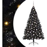vidaXL Umjetna preddekorirana božićna jelka Črna 210 cm PVC | Shoptok.si