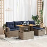  6-dijelni set vrtnih sofa poliratan i bagrem s jastucima sivi | shoptok.hr