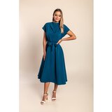 Fenzy Midi Obleka S Pasom, Petrol | Shoptok.si