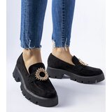 Gemre Black moccasins adorned with a Stanislas buckle Cene