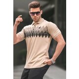 Madmext Beige Patterned Polo Neck Men's T-Shirt 6106 Cene