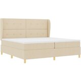  Krevet s uzglavljem i madracem Krem 200x200 cm Tkanina | shoptok.hr