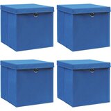  Kutije za pohranu s poklopcima 4 kom plave 32x32x32 cm tkanina | shoptok.hr