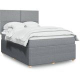 vidaXL Box spring postelja z vzmetnico svetlo siva 140x200 cm blago | Shoptok.si