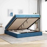 vidaXL Otomanski posteljni okvir z vzmetnicami moder 200x200cm žamet | Shoptok.si