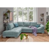 MID.YOU Sedežna Garnitura Alvito, Svetlo Modra, Žamet, Ležišče | Shoptok.si