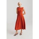 Legendww elegantna midi haljina bez rukava u boji cigle | ePonuda.com