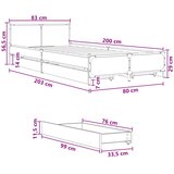  Okvir kreveta s uzglavljem s ladicama Crni hrast 80 x 200 cm | Eponuda.com