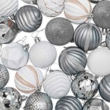  Set božićnih kuglica 36 kom. Bijela i siva 6 cm Polistiren | shoptok.hr