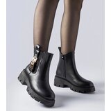 Gemre Black Massive Ankle Boots with Decorative Buckle Nuovo | ePonuda.com