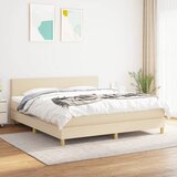 Krevet s oprugama i madracem krem 160x200 cm od tkanine Cijene