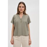 Marisse Olive Blouse With Buttons On The Neckline | shoptok.hr
