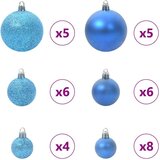 vidaXL Set božičnih okraskov med 150 LED 61 pcs Modra Plastika | Shoptok.si