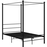 The Living Store Posteljni okvir z ogrodjem za baldahin črn kovinski 140x200 cm - Posteljni Okvir, (21491000) | Shoptok.si