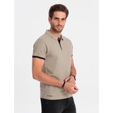 Ombre Men's cotton polo shirt - light brown Cijene
