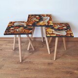 Hanah home 3Shp64 - Orange OrangeCreamBlack Nesting Table (3 Pieces) | ePonuda.com