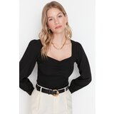 Trendyol Black Pleated Blouse Cene