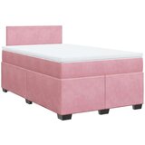 vidaXL Box spring postelja z vzmetnico roza 120x190 cm žamet | Shoptok.si