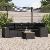  6-dijelni set vrtnih sofa s jastucima crni od poliratana | shoptok.hr