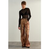 Trendyol Limited Edition Bronze Wide Leg Shiny Printed Jeans cene