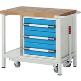 eurokraft pro pomična in spustna delovna miza z ogrodjem serije 8, 3 predali, odlagalna polica, šxg 750 x 700 mm Cene