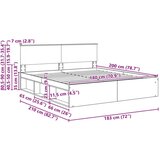  Okvir za krevet s uzglavljem Siva Sonoma 180 x 200 cm | shoptok.hr