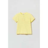 OVS Pamučna majica kratkih rukava za bebe boja: žuta, glatki model