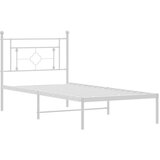 Metalni Kovinski posteljni okvir z vzglavjem bel 100x190 cm | Shoptok.si