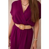 Kesi Włoski Overalls with a decorative belt at the waist plum | shoptok.hr