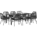  Vrtna garnitura - 8-dijelni vrtni blagovaonski set s jastucima crnog poliratana Crna 200 x 100 x 74 cm 8 | shoptok.hr
