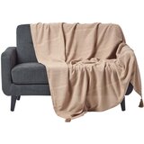 HOMESCAPES Bombažna odeja Rajput Ribbed Beige, 225x255 cm, (20750338) Cene