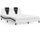 The Living Store Postelja z vzmetnico bela in črna 160x200 cm umetno usnje - Postelja, (21659758) | Shoptok.si