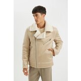 Defacto Slim Fit Faux Leather Jacket Slim Cut Zipper Collar Faux Für Lined Zipper | Shoptok.si