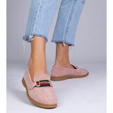 Gemre Pink eco-suede loafers with a gold ornament Daliana | Shoptok.si