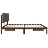  Krevetni okvir s tapiciranim uzglavljem - Tamnosmeđa i svjetlosiva 180 x 200 cm | shoptok.hr