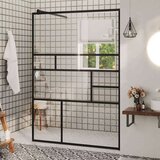 Pregrada za tuširanje s prozirnim staklom ESG 115 x 195 cm crna | shoptok.hr