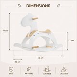 Ginger Home Детско Дървено Конче за Люлеене Бяло, Масивно Дърво, 70x20x47 см, Монтесори Играчка | shoptok.hr