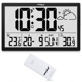 GreenBlue LCD stenska ura GB218 + vremenska postaja, DCF, (21980937) | Shoptok.si