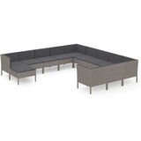  12-dijelna vrtna garnitura od poliratana s jastucima siva | shoptok.hr