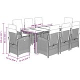  9-dijelni vrtni blagovaonski set s jastucima crni od poliratana Crna 190 cm table length | shoptok.hr