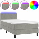  box spring s madracem LED svjetlosivi 100x200 cm baršun | shoptok.hr
