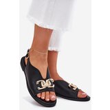 EVENTO Women's Flat Sandals With Golden Decoration Black Amelira | Shoptok.si