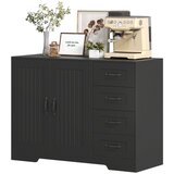 Nesta Komoda sideboard, moderna zasnova, 4 predali in 1 omarica, črna, 105x40x76 cm, za dnevno sobo in spalnico, (5000493521) Slike