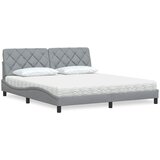 vidaXL Postelja z vzmetnico svetlo siva 180x200 cm blago | Shoptok.si