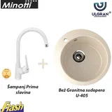 Granitna sudopera okrugla BEŽ i Slavina - Minotti i ULGRAN U-405-328