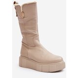Kesi Women's beige leather shoes with Bayla wool | shoptok.hr