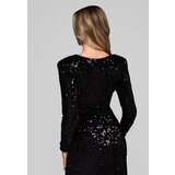Edoti Crna večernja haljina sa šljokicama | shoptok.hr