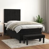vidaXL Box spring postelja z vzmetnico črna 100x200 cm žamet Cene