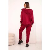 Polski Women's cotton set with a hood and a zipper maroon | Shoptok.si